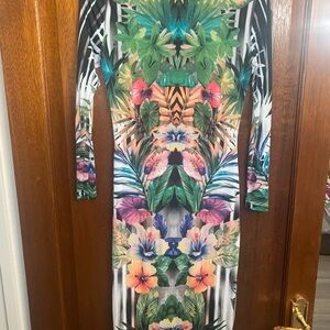 Topshop Vibrant Floral Long Sleeve Dress